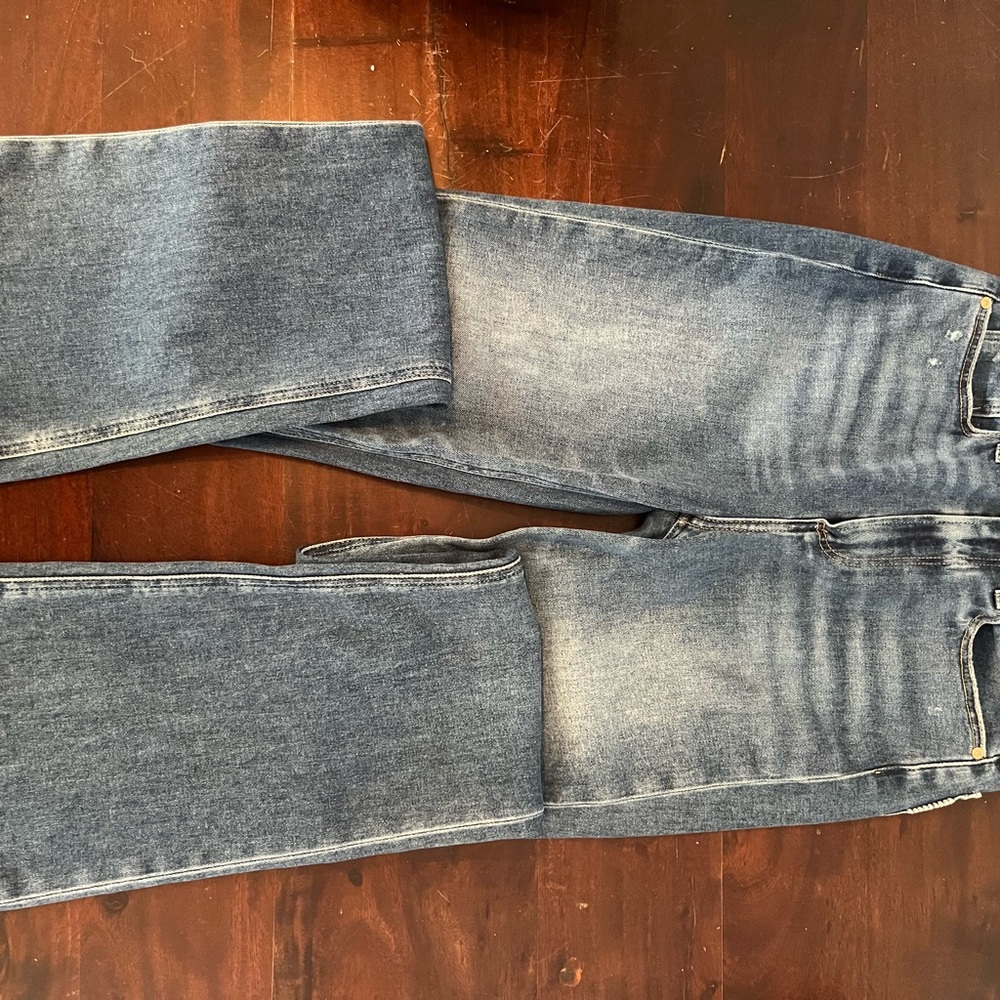 PAIGE Classic Blue Denim in rock show distressed- Never Worn